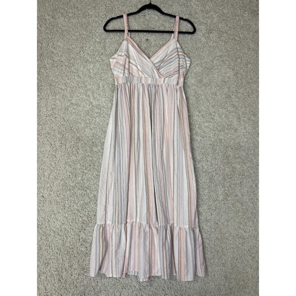Ann Taylor Loft Beach Linen Blend Maxi Dress Womens XS Coastal Resort Sleeveless